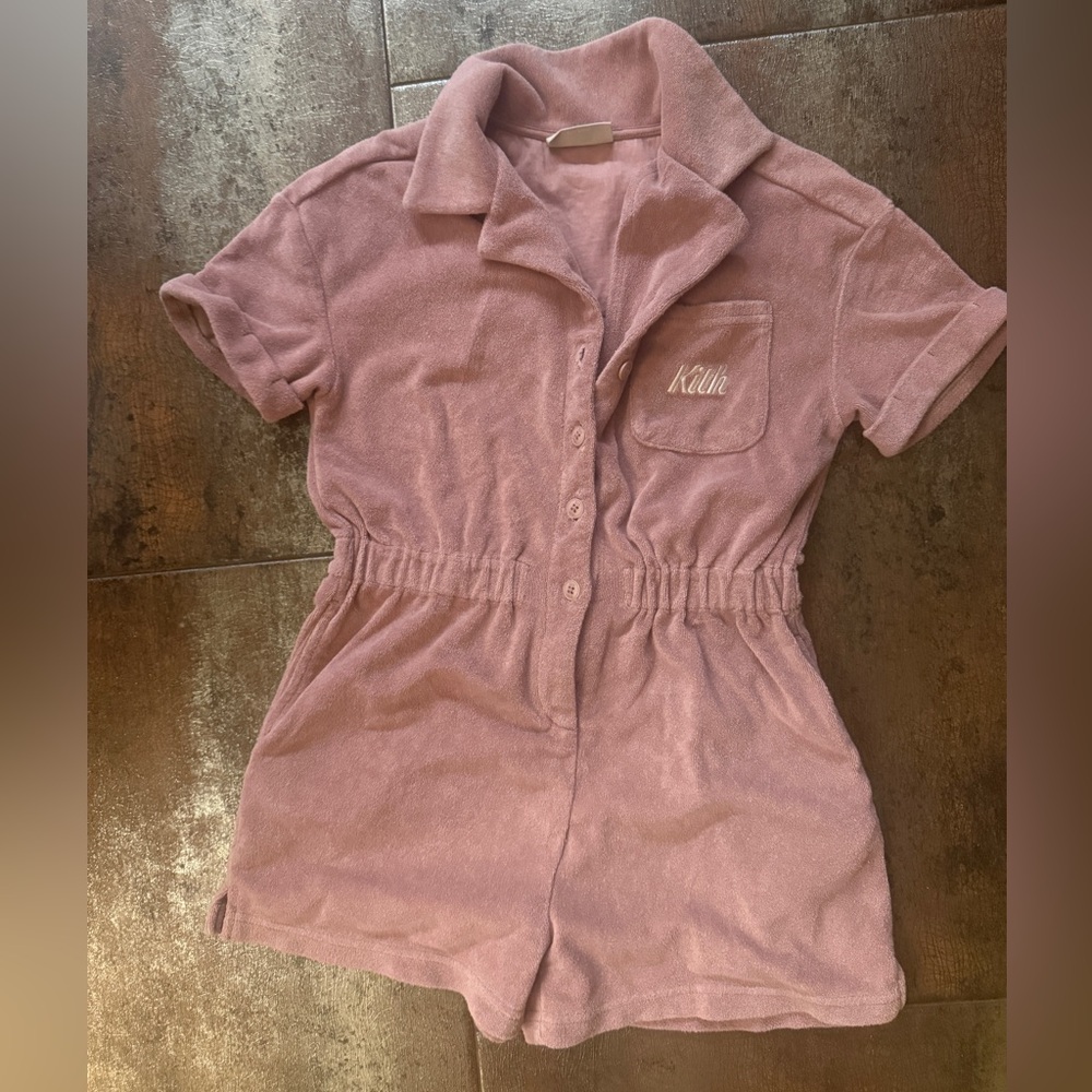 Kith Kids Terry cloth Romper in rose quartz
